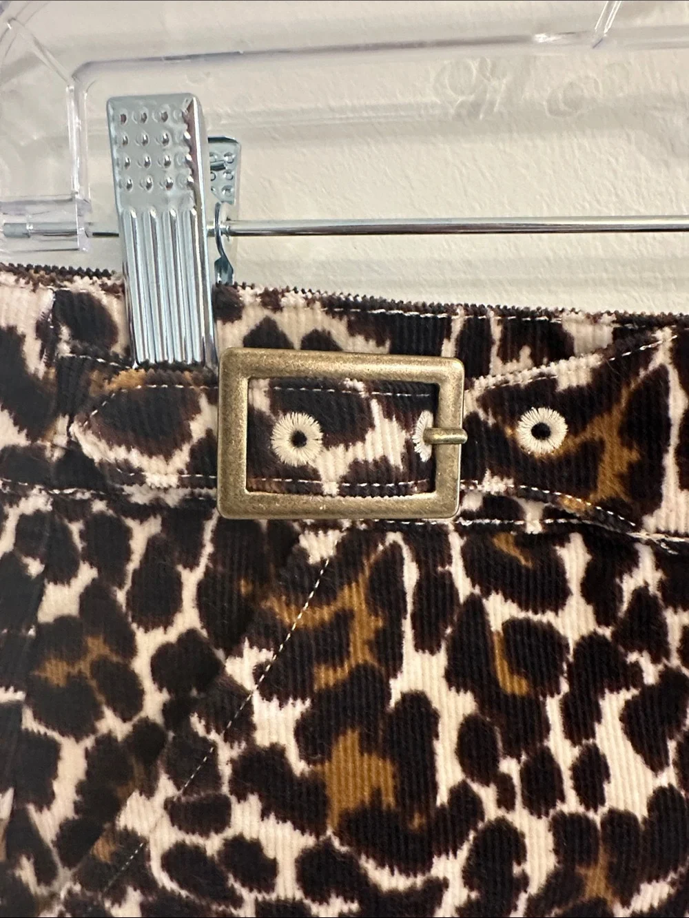 J. Crew Leopard Print Buckle Mini Skirt in Corduroy